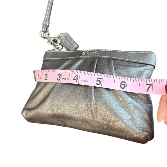 Coach Madison Gathered Leather Wristlet – Metallic Gray / Pewter - Picture 7 of 9